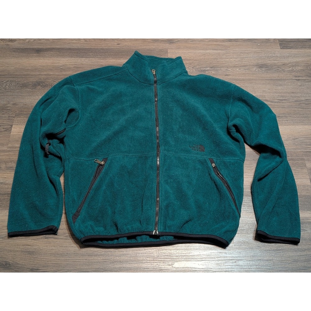 The North Face Vintage Made in USA Full Zip Fleece Jacket Green Mens Large READ